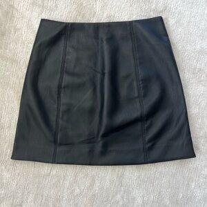 Babaton Black Faux Leather Mini Skirt